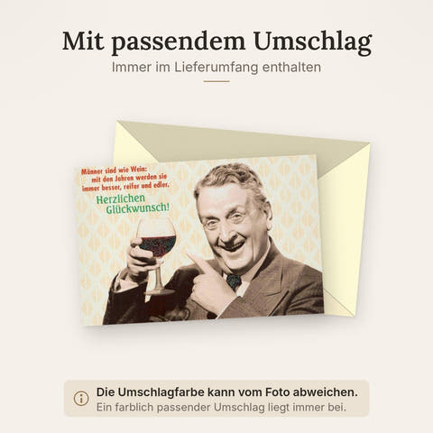Geburtstagskarte für Männer - Retro Wein & Humor, Vintage Stil, Hochwertig & Originell für Feierlichkeiten