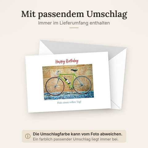 Geburtstagskarte für Männer - Vintage Fahrrad & Weinflasche Motiv, Retro Design für stilvolle Glückwünsche