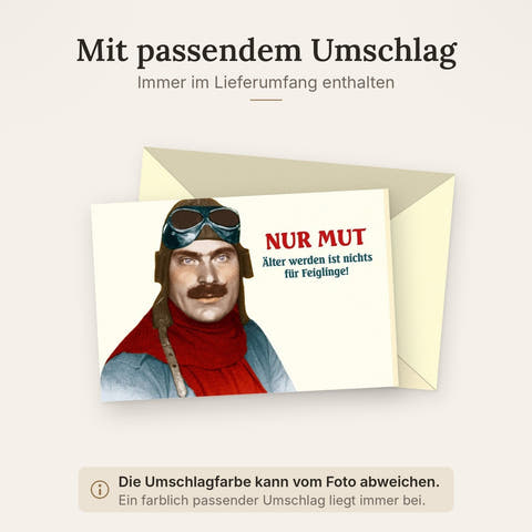 Geburtstagskarte für Männer - Vintage Flieger mit Humor, Retro Design zum Älterwerden