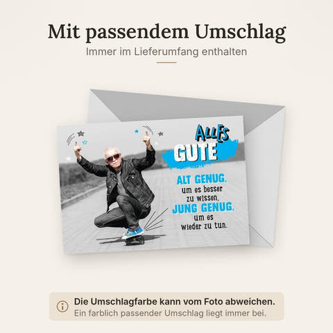 Geburtstagskarte für Opa - Humorvolle Skateboard-Karte zum Männergeburtstag, Witzige Glückwünsche zum Älterwerden & Spaß