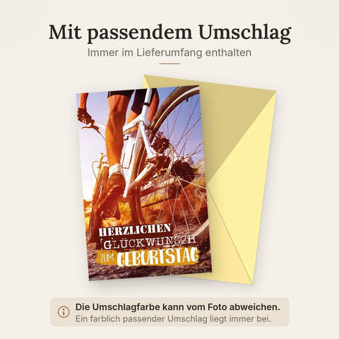 Geburtstagskarte für Radfahrer - Abenteuerliche Mountainbike-Tour im Sonnenuntergang, Sportliches Naturmotiv für Männer und Frauen