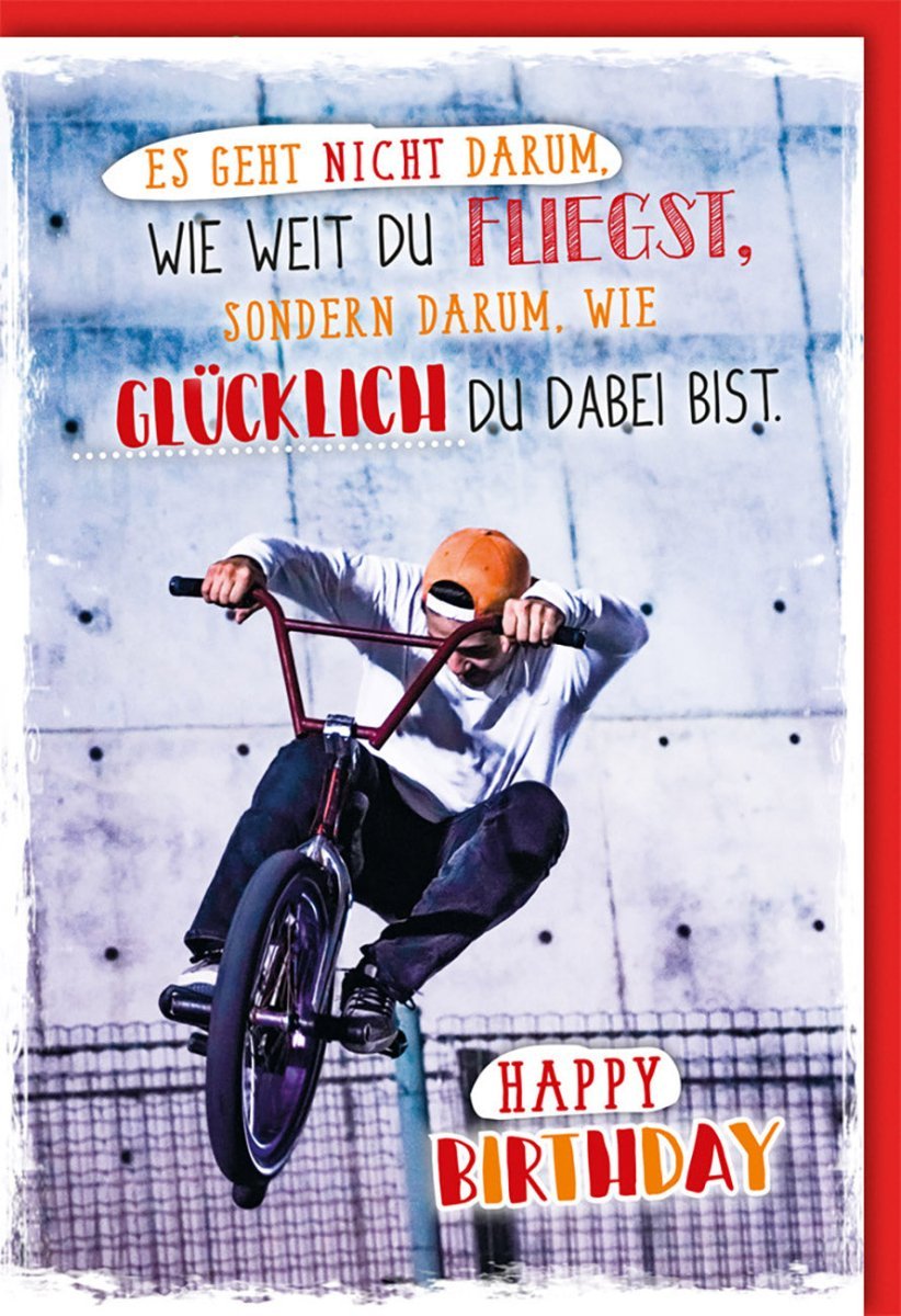 geburtstagswünsche mountainbiker lustig Geburtstagskarte für BMX-Fans – Sportliches Design mit Motivationsspru