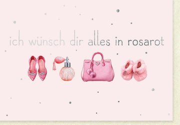 Geburtstagskarte für Damen: Stilvolle Glückwunschkarte in Rosarot mit eleganten Details, Chic Design