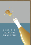 Geburtstagskarte für Erwachsene - Festliche Cheers-Karte mit Sektflasche in Gold & Blau, ideal zum Gratulieren und Feiern