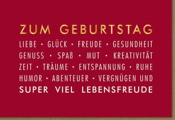 Geburtstagskarte für Erwachsene & Jugendliche - Rote Karte voller Humor, Glück & liebevolle Wünsche für eine unvergessliche Feier voller Lebensfreude
