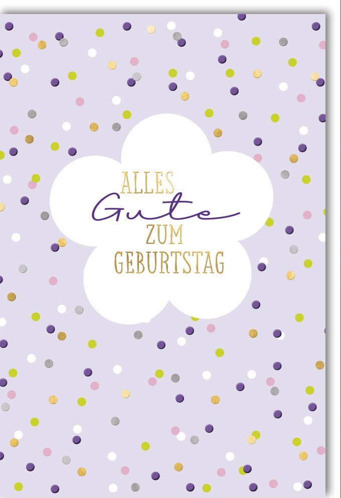 Geburtstagskarte für Erwachsene & Jugendliche - Stilvolle Glückwunschkarte auf Naturkarton mit blau - lila Muster, "Alles Gute" Schriftzug