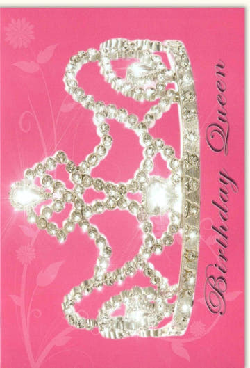 Geburtstagskarte für Frauen - "Birthday Queen" in Pink mit Krone & Glitzer, Elegante Karte für besondere Anlässe