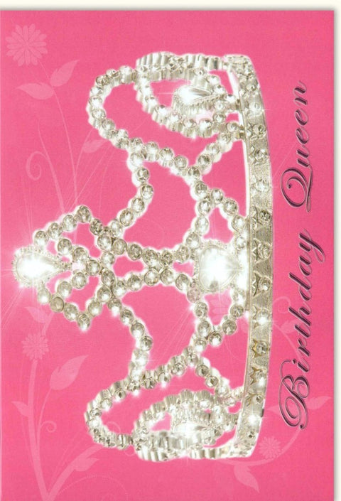 Geburtstagskarte für Frauen - "Birthday Queen" in Pink mit Krone & Glitzer, Elegante Karte für besondere Anlässe