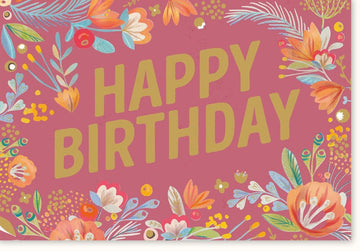 Geburtstagskarte für Frauen: Fröhliche Blumen in Rosa, Orange & Gelb, Bunte Äste & Florales Design, Perfekt für Jubiläen & Feierlichkeiten