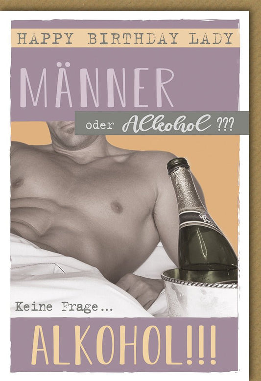 Geburtstagskarte für Frauen - Humorvolle Glückwünsche mit Champagner & Alkohol - Motiv