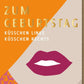 Geburtstagskarte für Frauen - Humorvolle Glückwunschkarte "Küsschen" in Orange mit Lippen - Design, Bunte Karte für Freundin, Schwester oder Kollegin