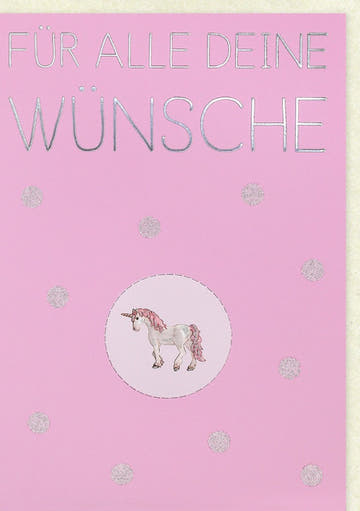 Geburtstagskarte für Frauen - Magisches Einhorn mit Rosa Glitzer und Zauberhaften Wünschen