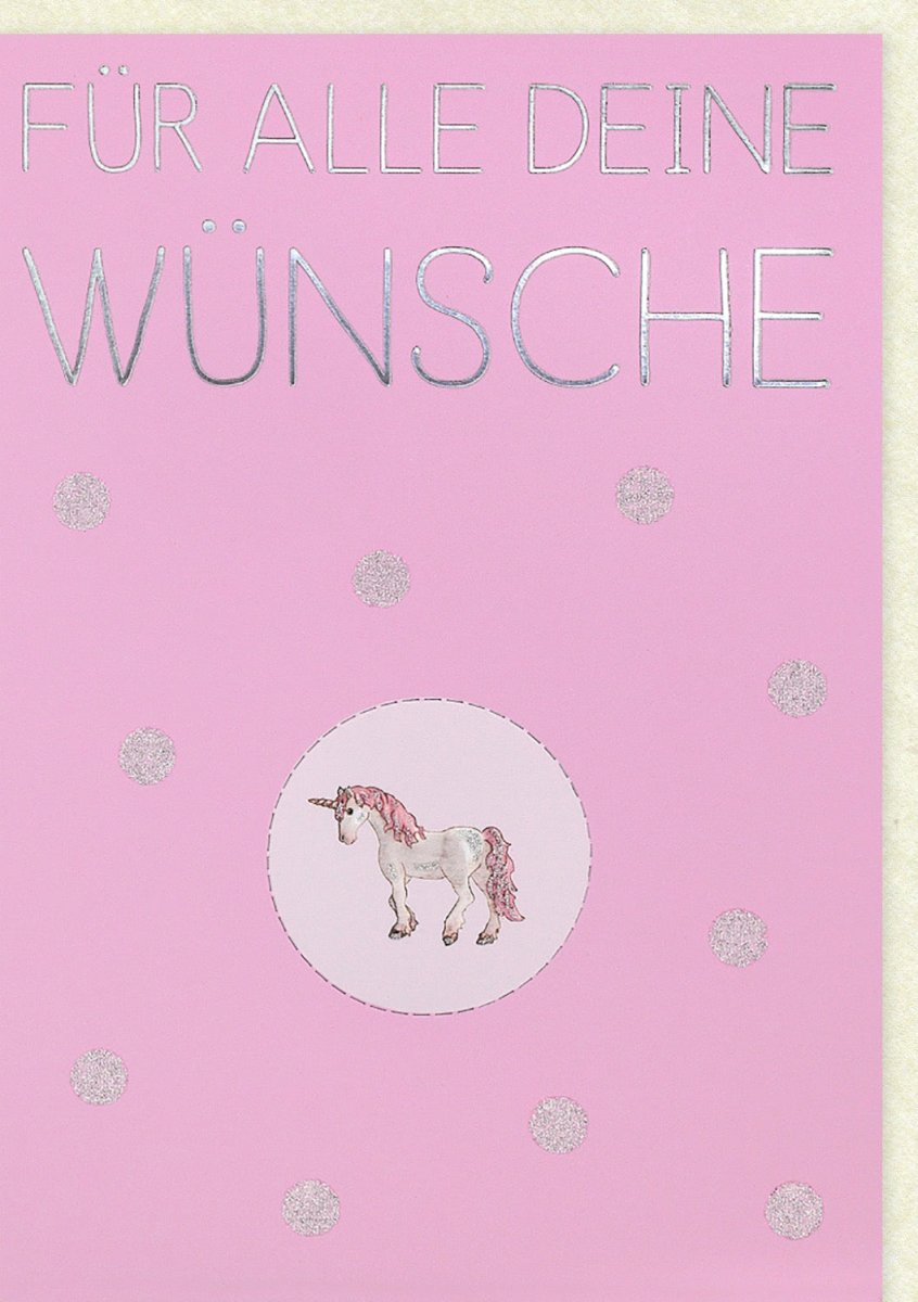 Geburtstagskarte für Frauen - Magisches Einhorn mit Rosa Glitzer und Zauberhaften Wünschen
