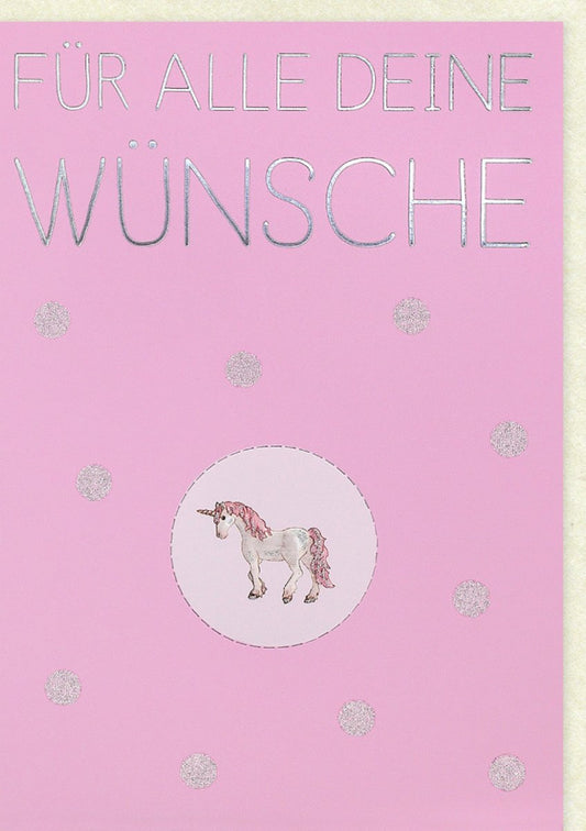 Geburtstagskarte für Frauen - Magisches Einhorn mit Rosa Glitzer und Zauberhaften Wünschen
