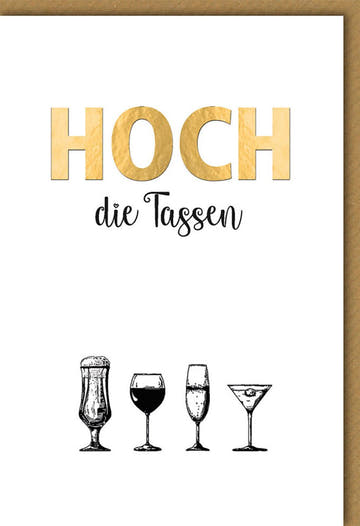 Geburtstagskarte für Frauen: Stilvolle Cheers - Karte mit Sekt - und Weinglas - Motiv, perfekt zum Feiern in Eleganz