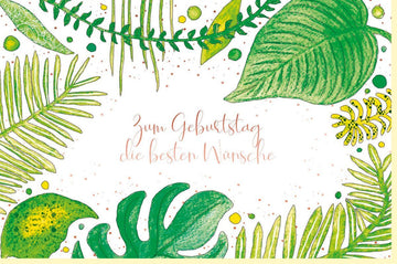 Geburtstagskarte für Frauen: Stilvolle Flora - Glückwunschkarte aus Naturkarton mit Roségold - Metallicfolie und edlen Pflanzenmotiven