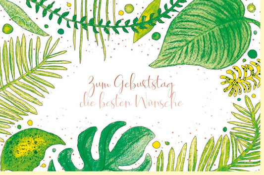 Geburtstagskarte für Frauen: Stilvolle Flora - Glückwunschkarte aus Naturkarton mit Roségold - Metallicfolie und edlen Pflanzenmotiven