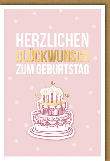 Geburtstagskarte für Frauen - Stilvolle Glückwünsche mit Rosa Tortendesign und Punkten, Eleganz für den besonderen Tag