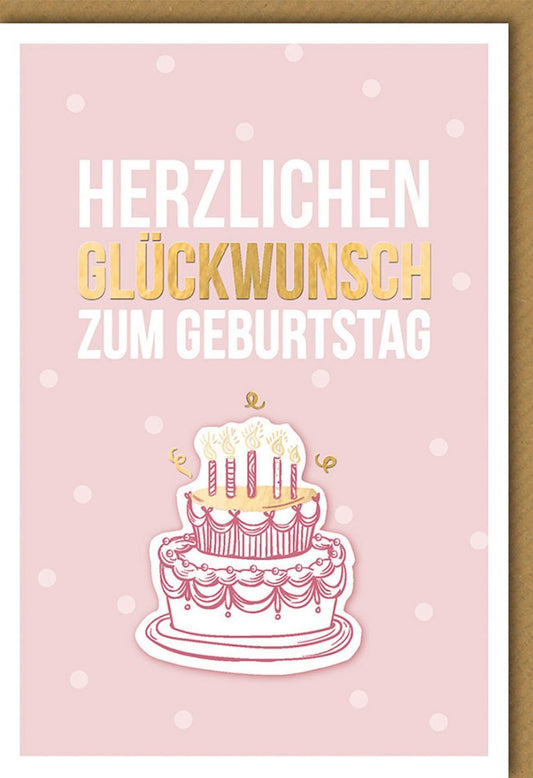 Geburtstagskarte für Frauen - Stilvolle Glückwünsche mit Rosa Tortendesign und Punkten, Eleganz für den besonderen Tag