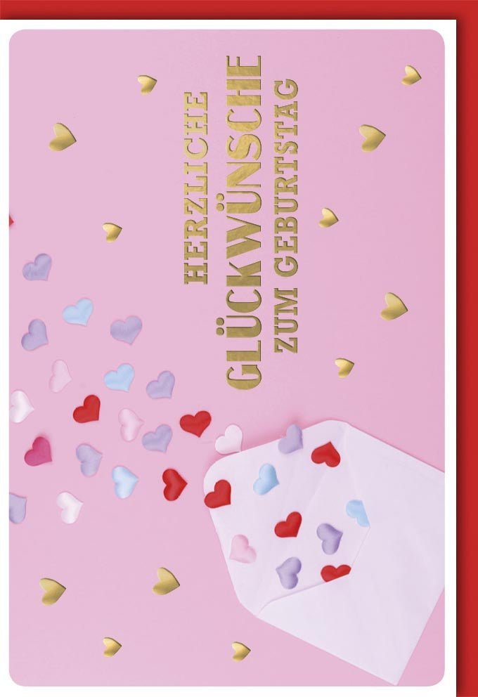 Geburtstagskarte für Frauen: Stilvolle Herzchen - Designs in Rosa & Pink - Elegante Glückwünsche voller Liebe und Freude für Familie und Freunde