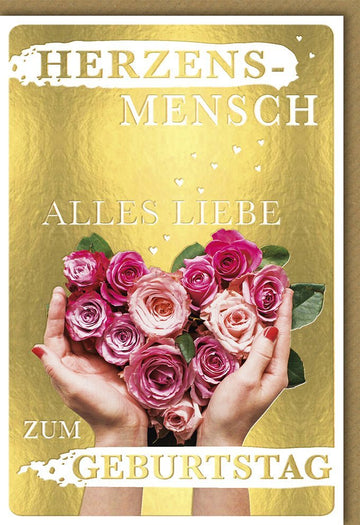 Geburtstagskarte für Frauen - Stilvolle Karte mit Rosenmotiv & Herzlichen Glückwünschen, Handgeschriebene Botschaft im floralen Design