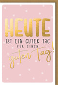 Geburtstagskarte für Frauen - Stilvolle rosa-goldene Karte mit Punkten und inspirierendem Spruch