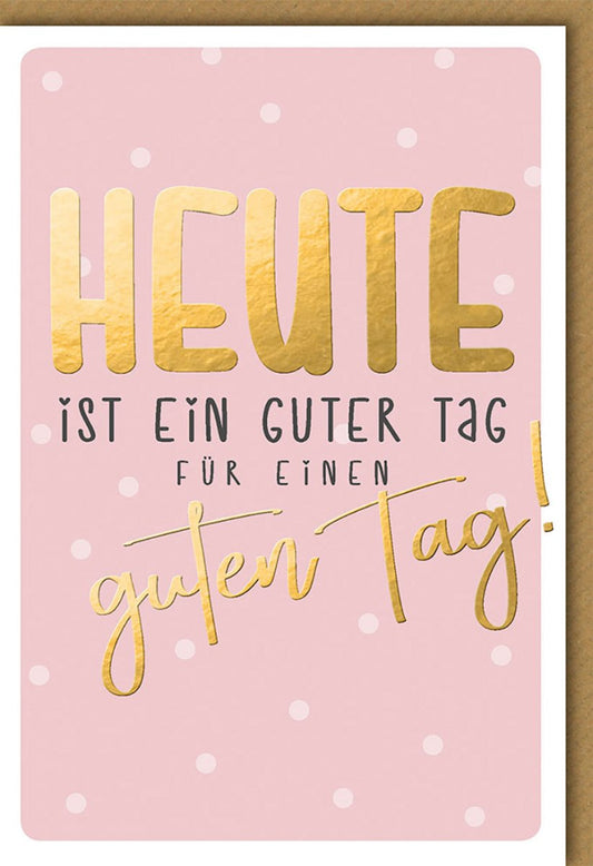 Geburtstagskarte für Frauen - Stilvolle rosa - goldene Karte mit Punkten und inspirierendem Spruch