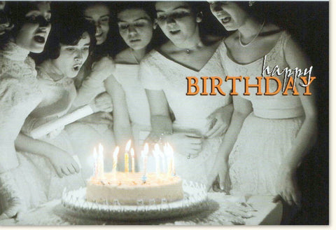 Geburtstagskarte für Frauen - Stilvolle Vintage Schwarzweiß - Kuchenkarte mit Kerzen und Glückwünschen für besondere Anlässe