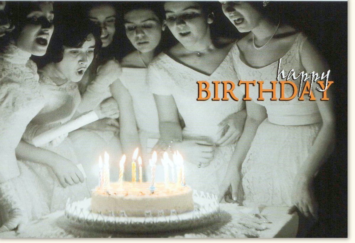 Geburtstagskarte für Frauen - Stilvolle Vintage Schwarzweiß - Kuchenkarte mit Kerzen und Glückwünschen für besondere Anlässe