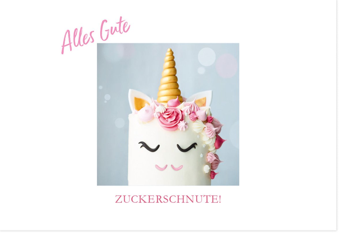 Geburtstagskarte für Frauen - Zartes Einhorn in Rosa Pastell, Glückwünsche zur Feier & Gratulation