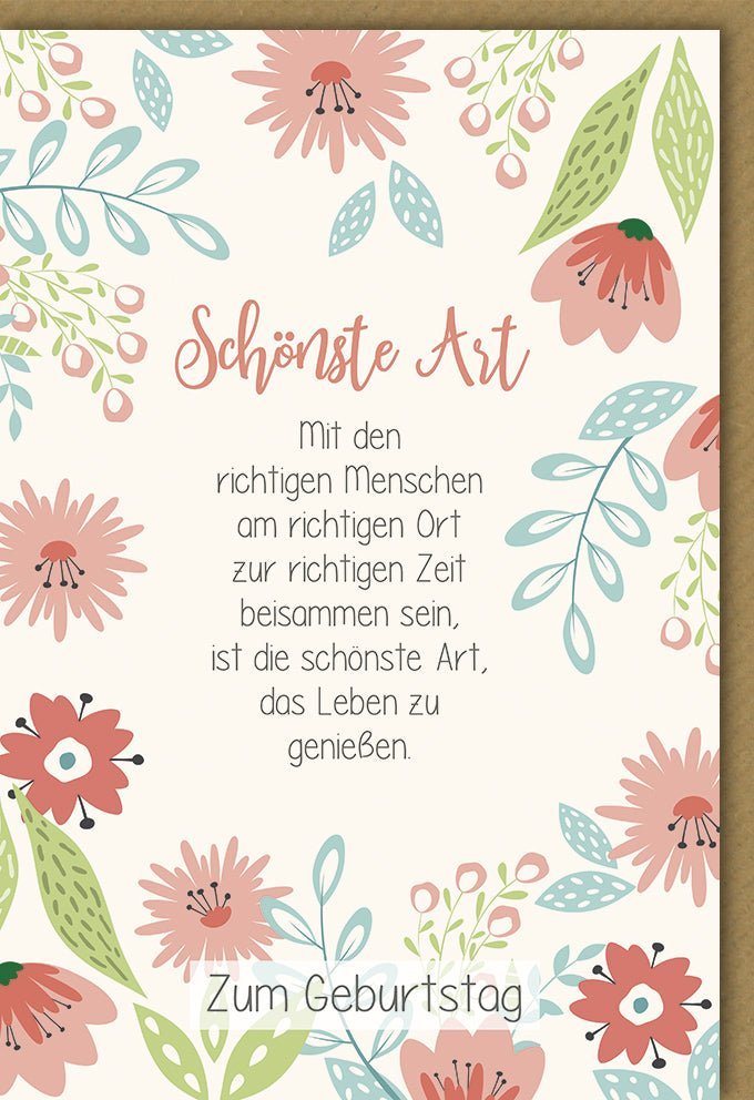 Geburtstagskarte für Herzensmenschen - Pastellblumen & liebevolle Botschaft, Perfekt für Frauen, Freunde & Familie, Beige & Rosa Design