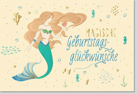 Geburtstagskarte für Kinder: Magische Meerjungfrau Illustration, Bunte Glückwünsche für Mädchen, Perfekt für eine zauberhafte Feier im Meeresthema