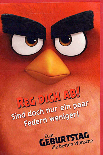 Geburtstagskarte für Kinder mit lustigem Angry Birds Motiv und Spruch Reg dich ab fröhliche Doppelkarte zum Geburtstag witzige Glückwunschkarte