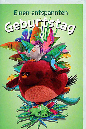Geburtstagskarte für Kinder mit lustigen Angry Birds Motiven und bunten Tieren fröhliche Doppelkarte zum Geburtstag für Jungen und Mädchen