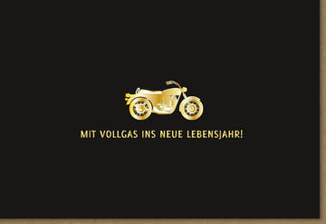 Geburtstagskarte für Männer - Abenteuerlustiges Motorrad - Design in Schwarz und Gold | Stilvolle Biker - Grüße für Hobbyfahrer