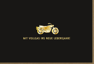 Geburtstagskarte für Männer - Abenteuerlustiges Motorrad - Design in Schwarz und Gold | Stilvolle Biker - Grüße für Hobbyfahrer