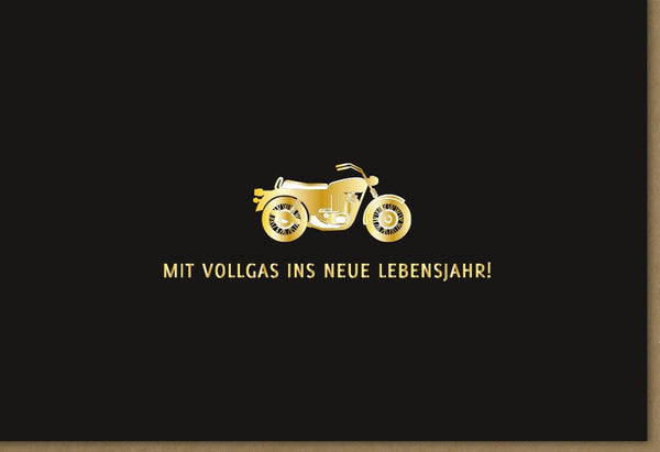Geburtstagskarte für Männer - Abenteuerlustiges Motorrad-Design in Schwarz und Gold | Stilvolle Biker-Grüße für Hobbyfahrer