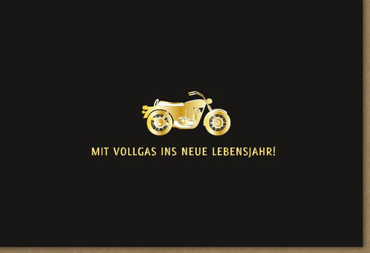 Geburtstagskarte für Männer - Abenteuerlustiges Motorrad - Design in Schwarz und Gold | Stilvolle Biker - Grüße für Hobbyfahrer
