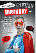 Geburtstagskarte für Männer Captain Birthday Superheld lustig witzige Karte Midlife Crisis Falten Retter originelle Doppelkarte