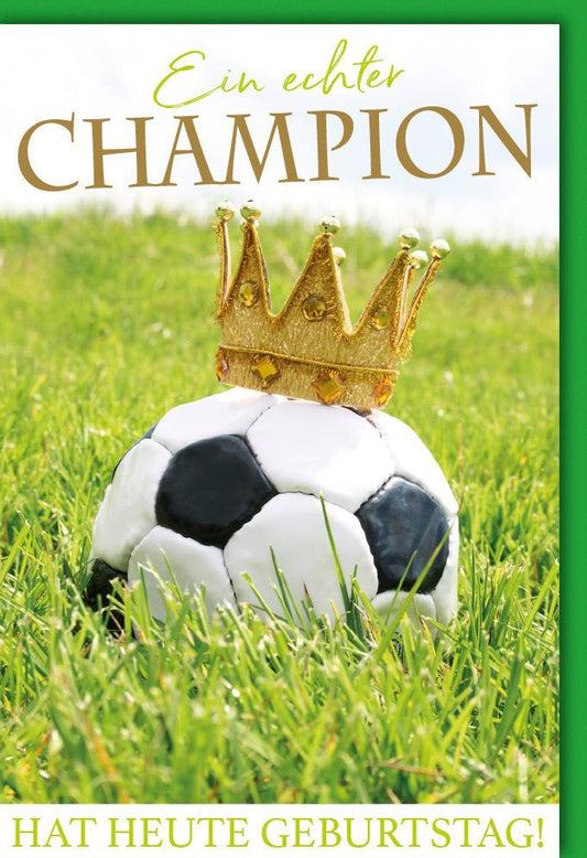 Geburtstagskarte für Männer - Fußballheld Design, Sportliche Glückwünsche, Grüner Rasen & Ball