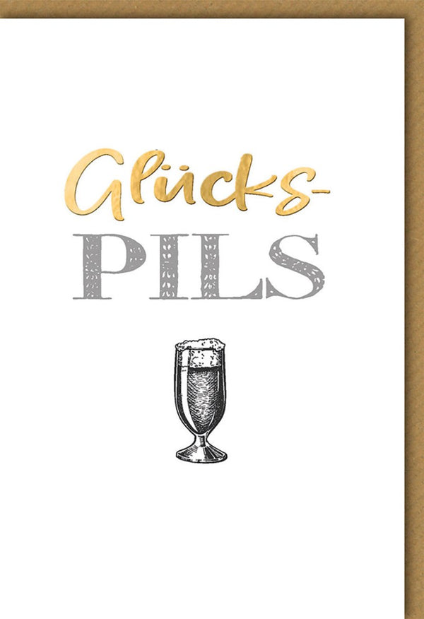 Geburtstagskarte für Männer - Humorvolle Bier Pils Designkarte mit Eleganter Typografie in Gold, Schwarz & Weiß