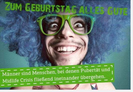 Geburtstagskarte für Männer - Humorvolle Glückwünsche mit Schnurrbart & Brille Motiv für die Funparty