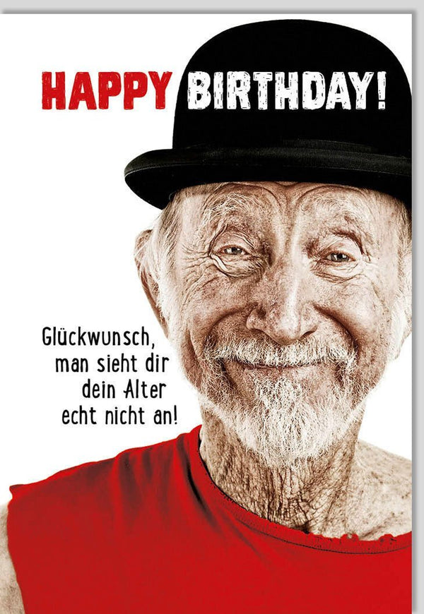 Geburtstagskarte für Männer - Humorvolle Glückwünsche mit Witz und Charme in Rot, Lustige Sprüche für Herren & Senioren