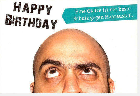 Geburtstagskarte für Männer - Humorvolle Karte mit Glatzenwitz zum Haarausfall - Thema