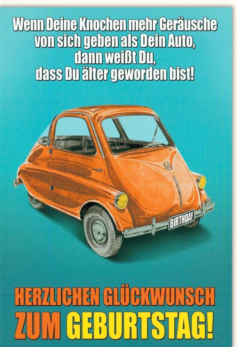 Geburtstagskarte für Männer - Humorvolle Oldtimer Karte mit Retro Auto und Witzigem Spruch