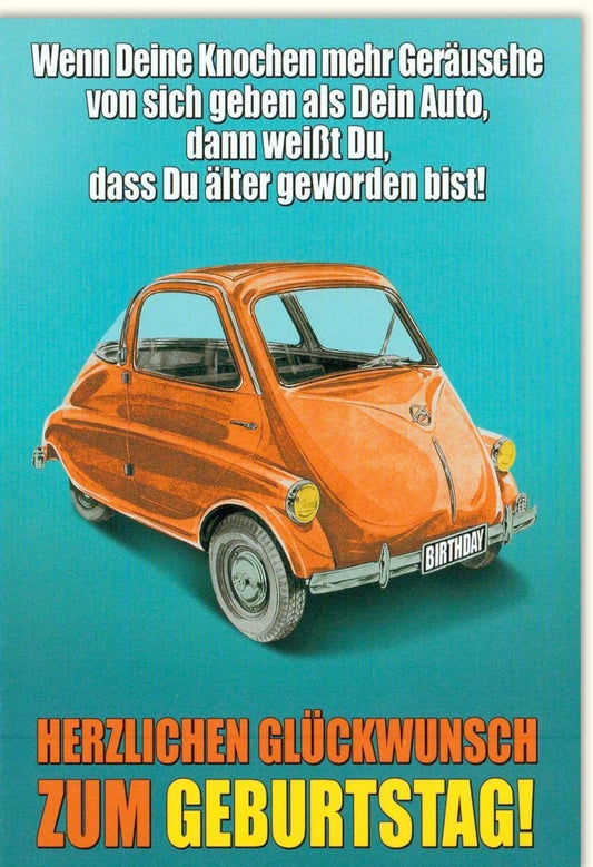 Geburtstagskarte für Männer - Humorvolle Oldtimer Karte mit Retro Auto und Witzigem Spruch