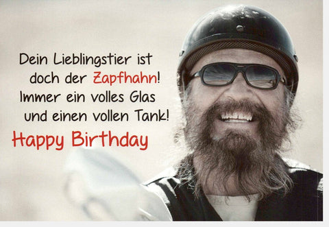 Geburtstagskarte für Männer - Humorvolle Spruchkarte mit Biermotiv, Witzige Glückwünsche zum Feiern und Tanken, Originelles Geschenk für Ihn
