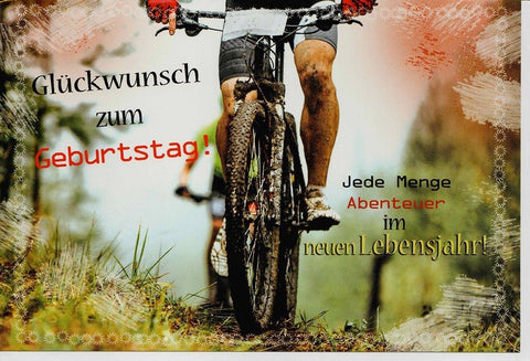 Geburtstagskarte für Männer mit Fahrrad Motiv Abenteuer und Natur Glückwünsche zum Geburtstag sportlich originelle Doppelkarte