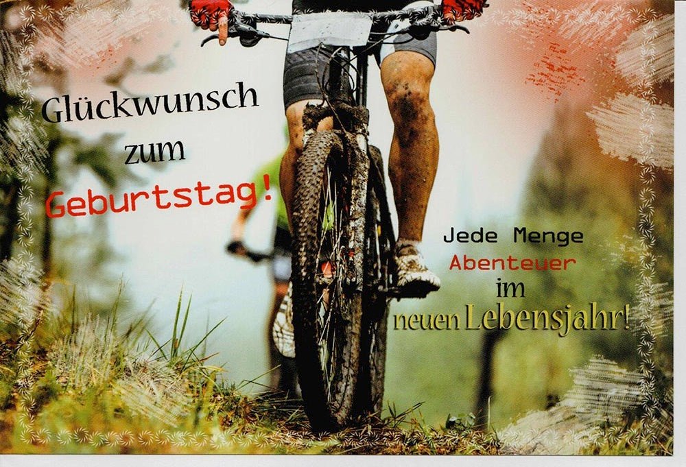 mountainbike geburtstag Geburtstagskarte für Männer mit Fahrrad Motiv Abenteuer und Natur Glüc