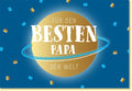 Geburtstagskarte für Männer mit goldener Weltkugel und Schriftzug Für den besten Papa der Welt moderne Grußkarte zum Geburtstag